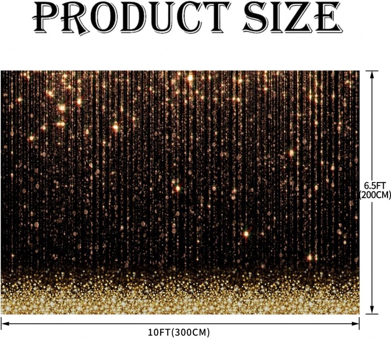Gold Hintergrund E 3 x 2 m goldener Glitter Partikel Schwarz Traum Foto Vinyl Fotobox Geburtstag  – Thumbnail 6