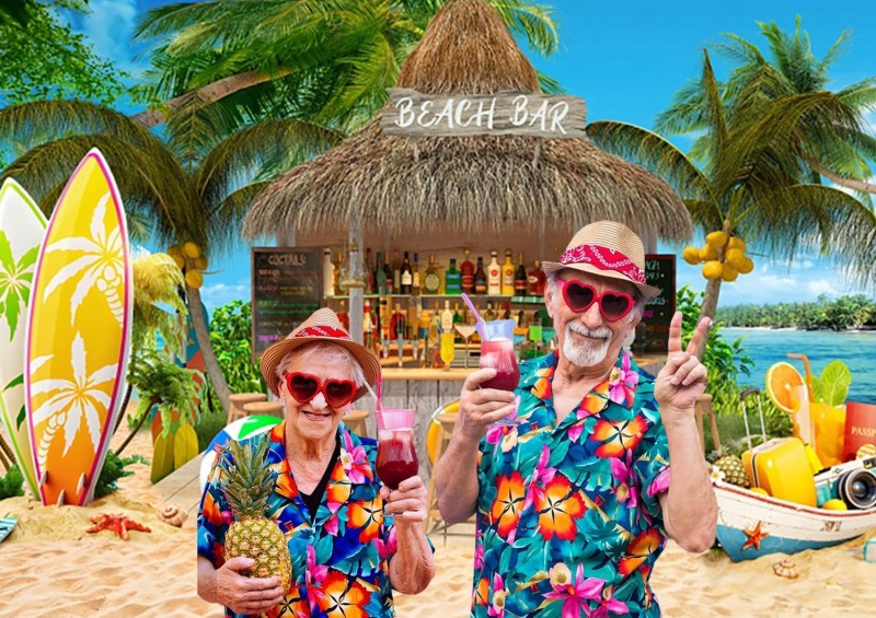 Hawaii Strand Fotohintergrund 3 x 2 m Sommer Tropische Palmen Strand Bar Fotografie Hintergrund Hawa – 4