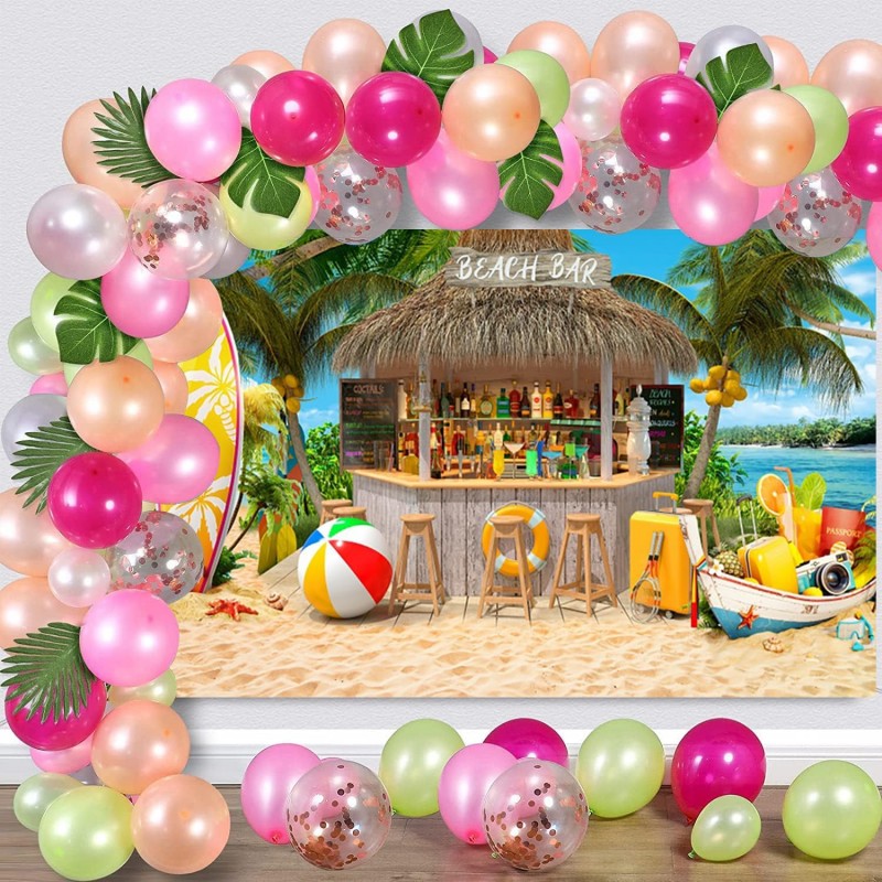 Hawaii Strand Fotohintergrund 3 x 2 m Sommer Tropische Palmen Strand Bar Fotografie Hintergrund Hawa – 5