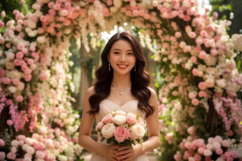 Hochzeitshintergrund Fotohintergrund 2,7 x 1,8 m Blumen Bogen Hintergrund für Fotografie Fotobox – 4