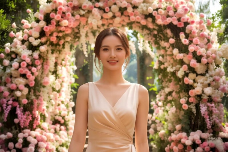 Hochzeitshintergrund Fotohintergrund 2,7 x 1,8 m Blumen Bogen Hintergrund für Fotografie Fotobox – 5