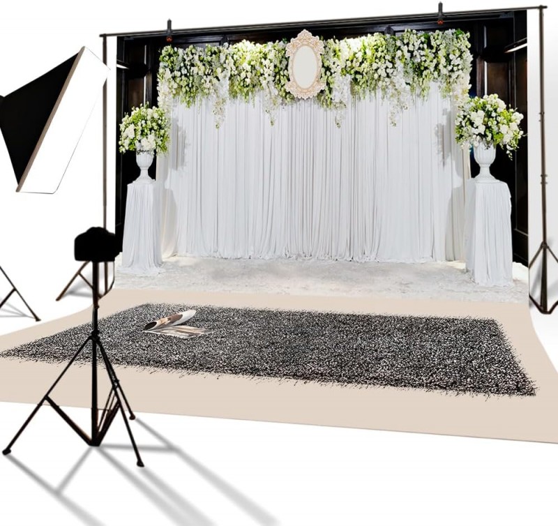 Vinyl Foto Hintergrund 3 x 2 m schöne Blumen für Hochzeitsszene Fotografie Photo Booth Urlaub Party  – 2