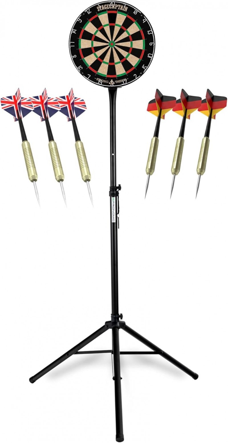 Dartscheibe Ständer komplett Set Profidartscheibe stufenlos höhenverstellbarer Ständer 107 – 160 cm – 2