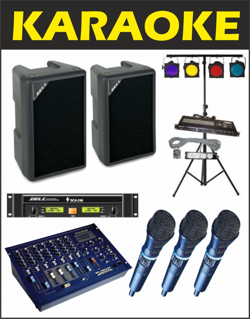 Karaoke Set - Inkl. Musikanlage, 2 Mikrofone & Vorschaumonitor