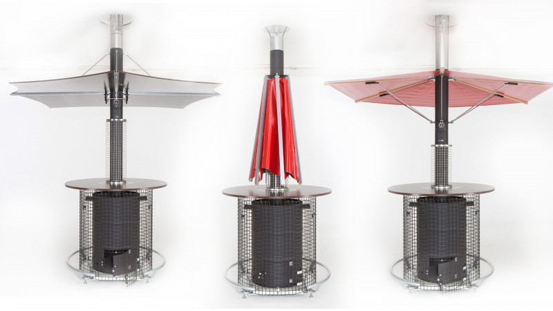 Feuertonne Heizstrahler Die Firebar – mit Holz beheizbarer Stehtisch